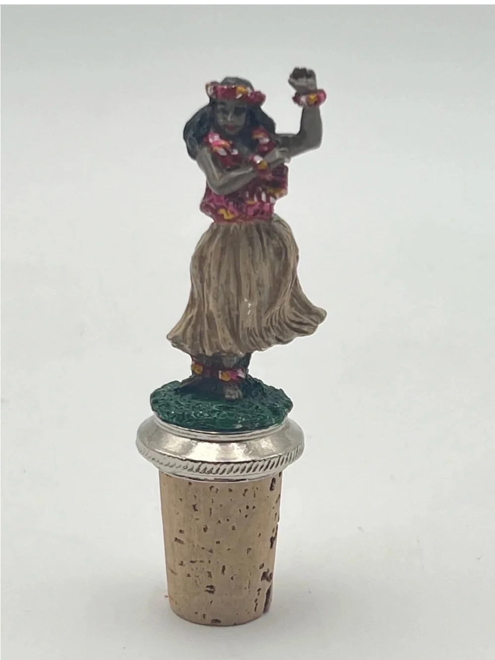 Hula dancer pewter bottle stopper